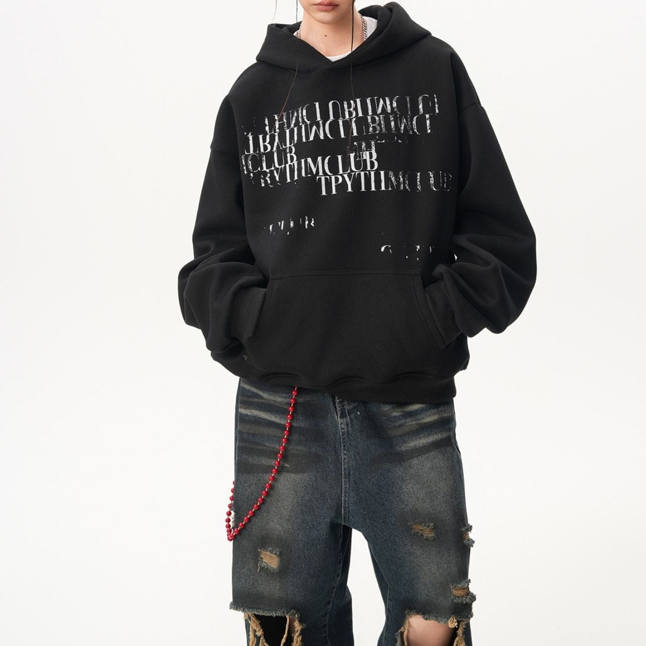 クラッシュレタリングルーズパーカー 2col R01082