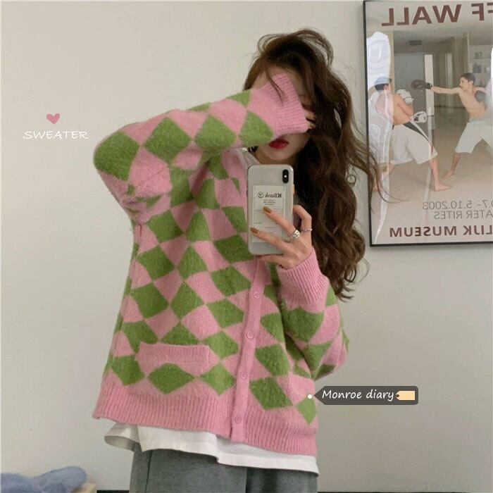 セーター カーディガンレディースルーズVネックスプリングブラウス ジャケット 春物 モンロー86072961122