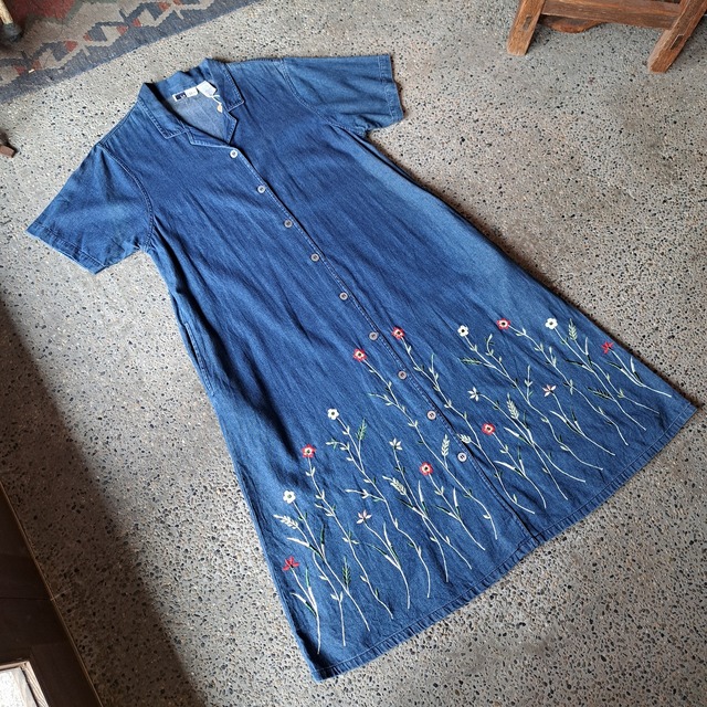 刺繍入り デニムワンピース used [205031]