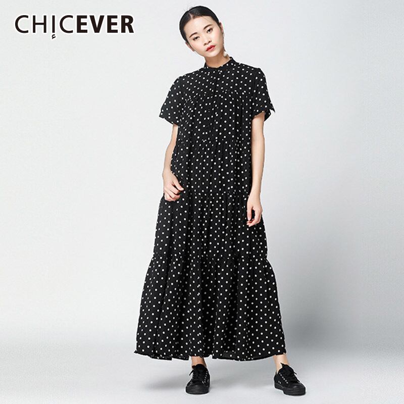 CHICEVERカップケーキドレスレディーススタンドカラー半袖ルーズビッグサイズAラインレディースドレス古着 ショート ハーフスリーブ ビンテージ 6base559961574284