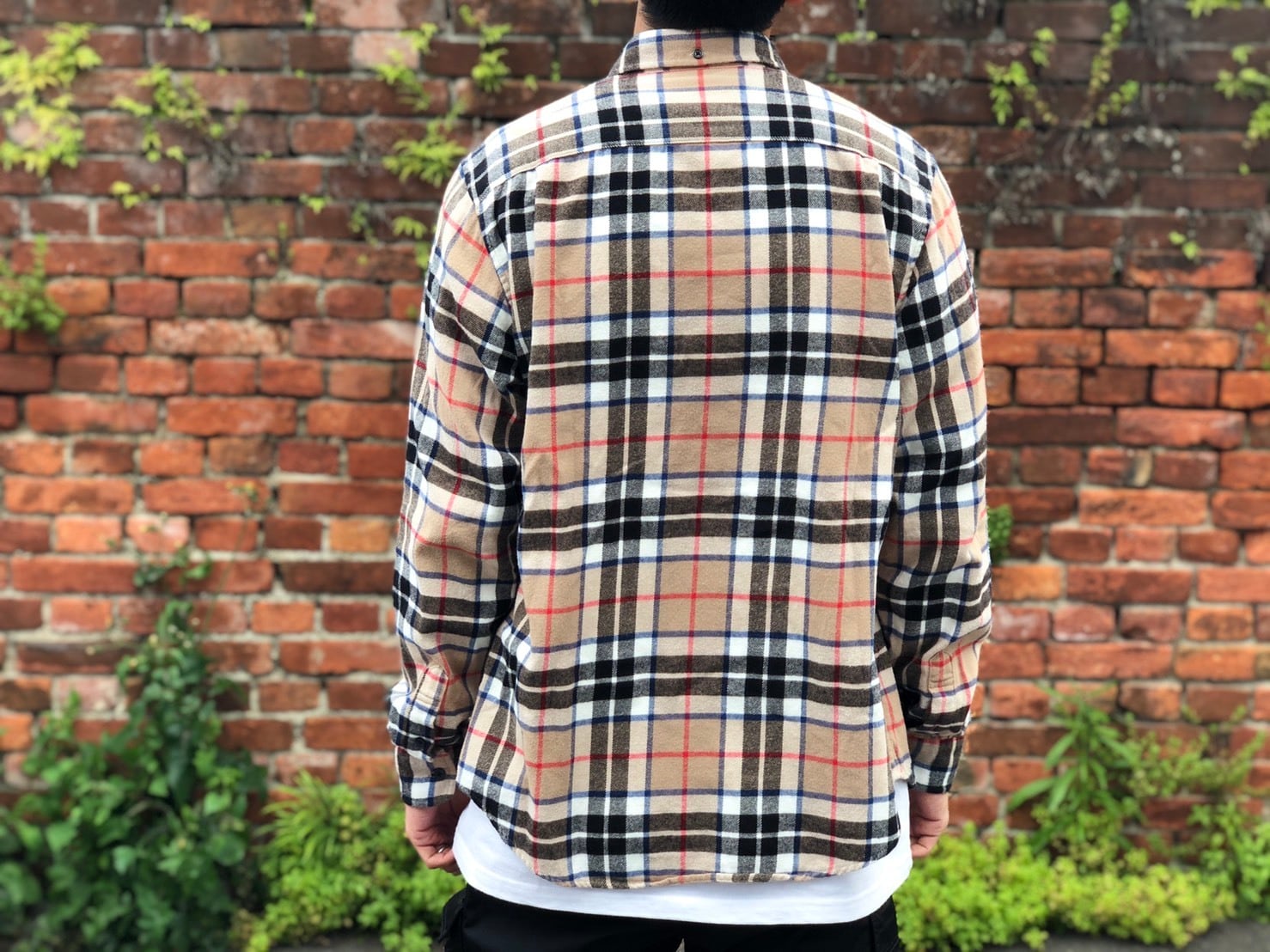 新品 L Tan Supreme Tartan Flannel Shirt