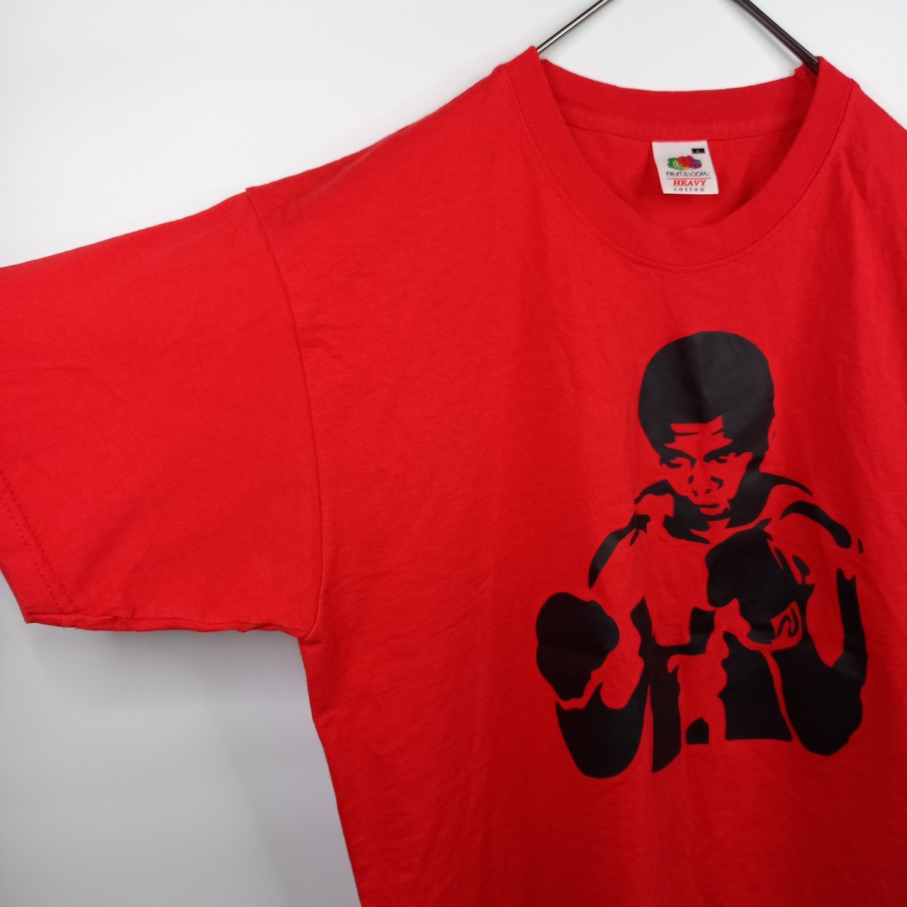 90s　フルーツオブザルーム　半袖　プリントTシャツ　モハメド・アリ　レッド　L