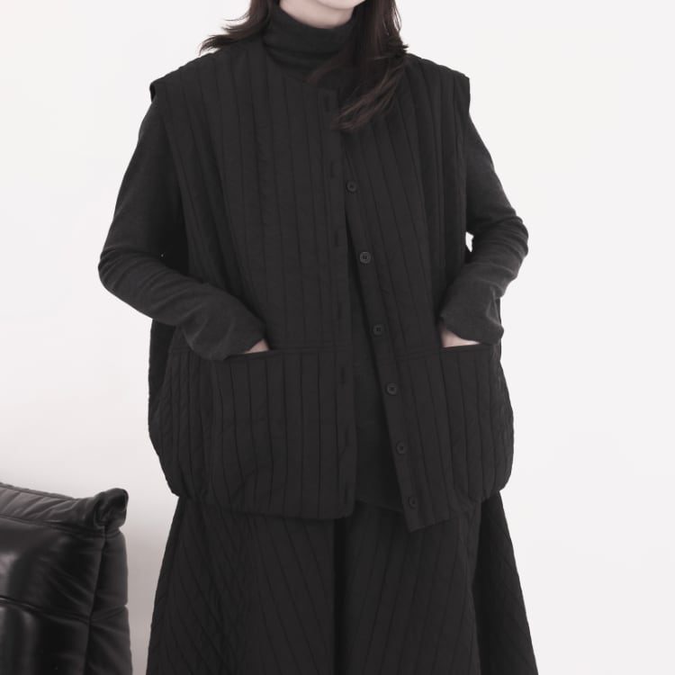 「set up可」ボタンフロント パッチポケット キルティング ベスト ◆2col R30283