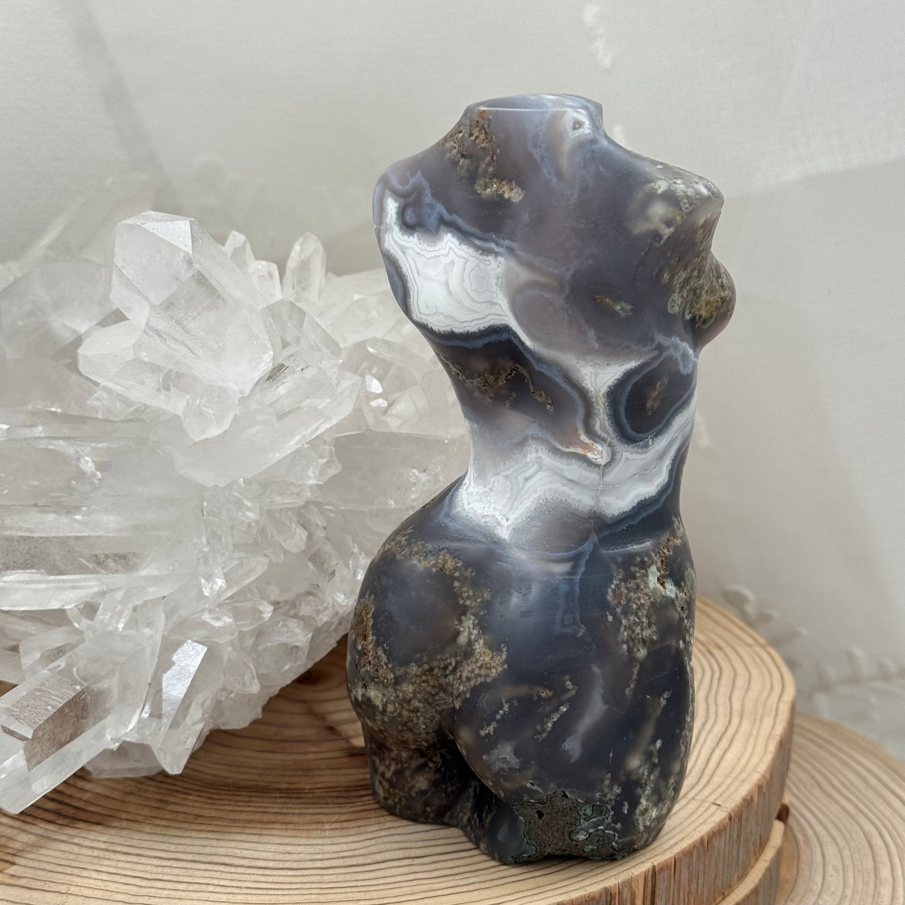 パープルモスアゲートボディ＊231165＊天然石カービング＊トルソー