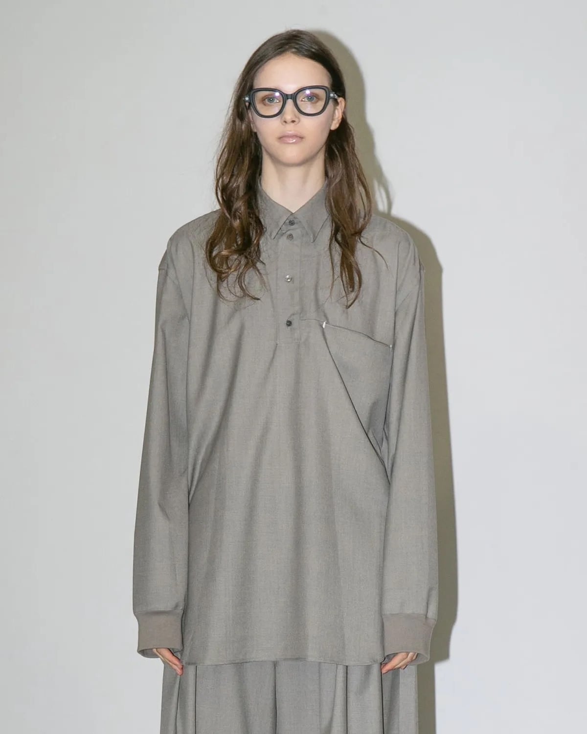 my beautiful landlet WASHABLE WOOL OVERSIZE POLO SHIRT BEIGE | nua