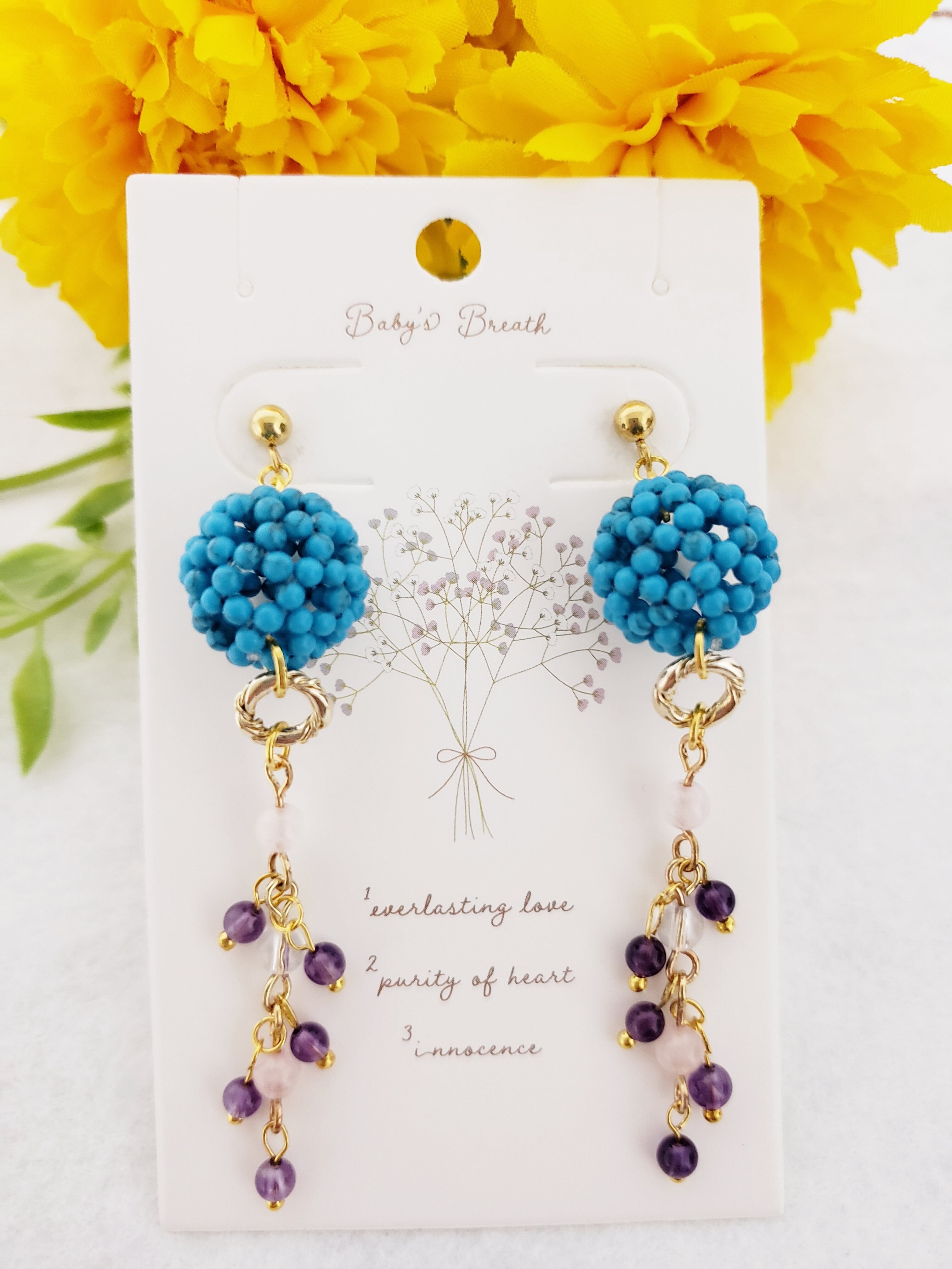 正規品販売 アシメ幾何学♡ピアスblue