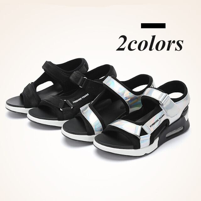 スポーツサンダル レディース プラットフォーム 厚底サンダル スポーティ 春夏 シルバー/ブラック 22cm/22.5cm/23cm/23.5cm/25cm
