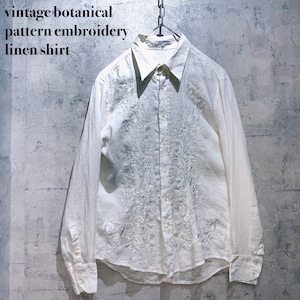 vintage botanical pattern embroidery linen shirt
