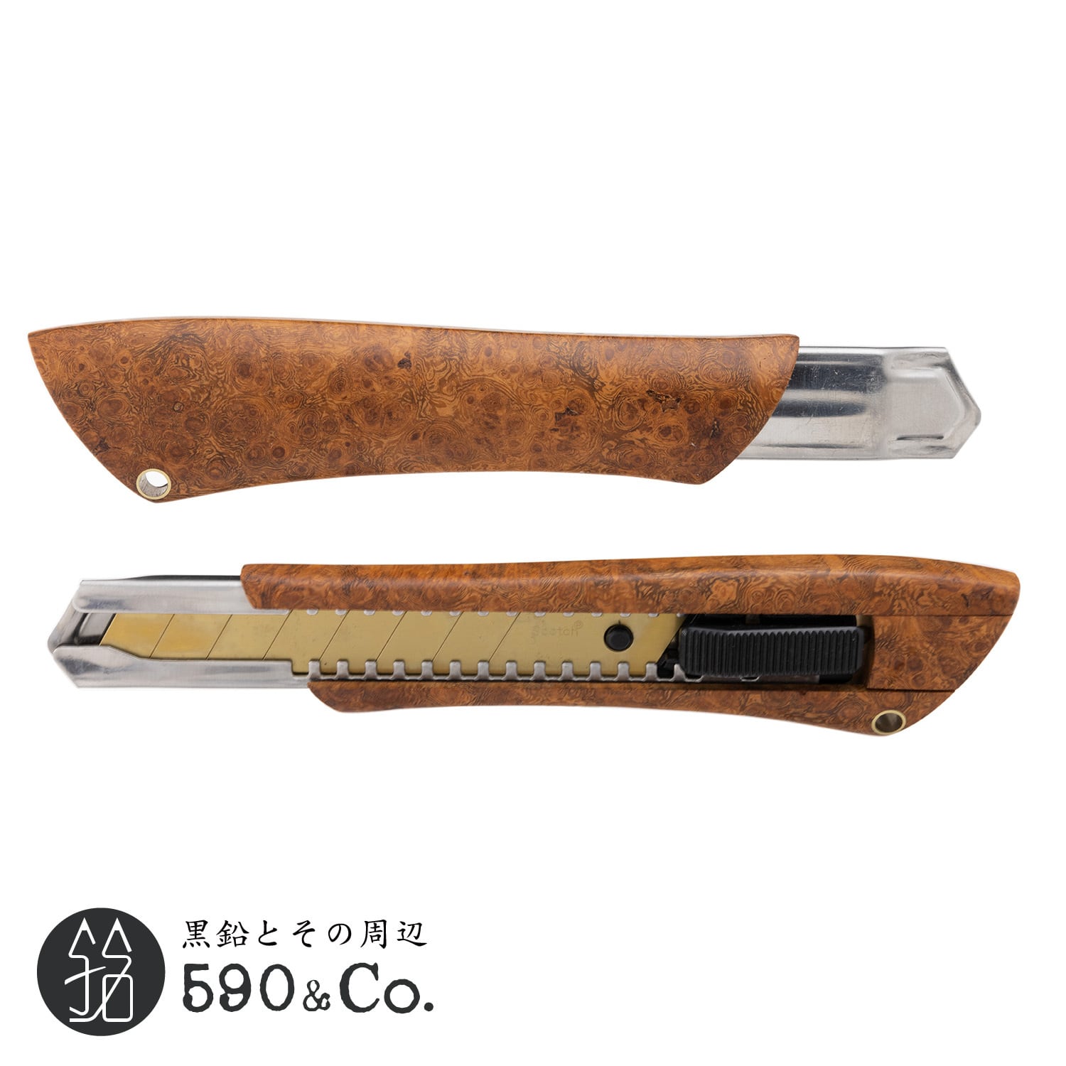 B　(花梨瘤杢)　Flamberg/フランベルク】木製カッターナイフL型　590Co.