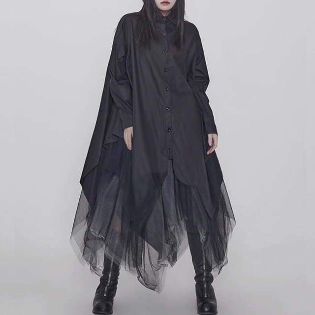 Asymmetric double layer skirt C0714