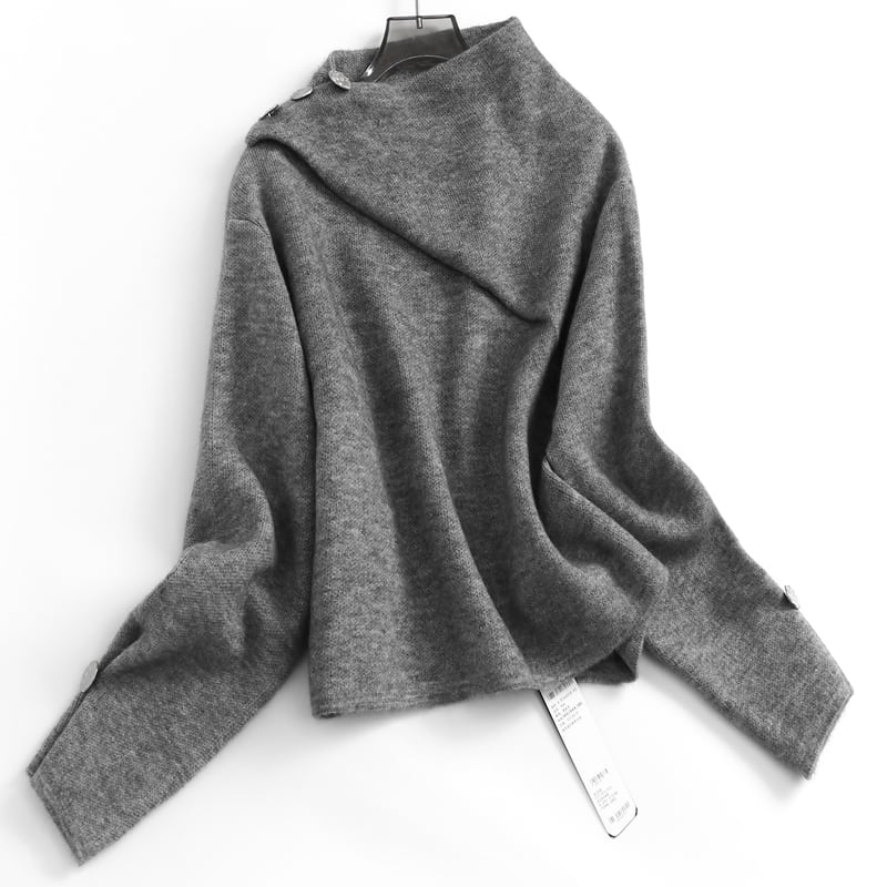 Asymmetric Button Knit Sweater TO0819