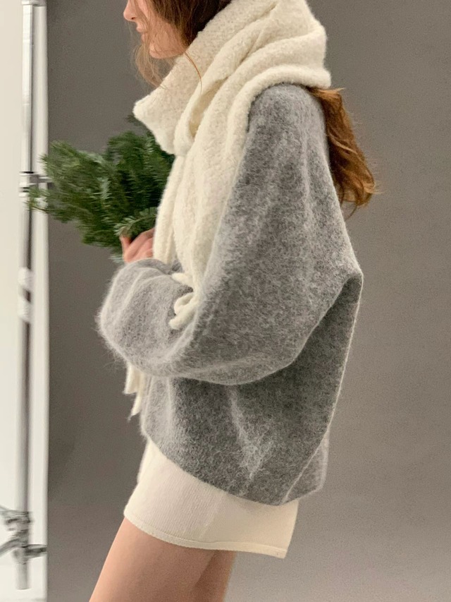 (OUNCE)  alpaca volume wholega cardigan / 2color