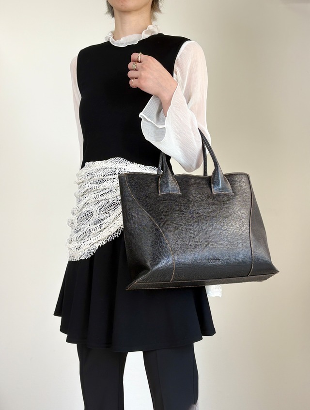 LOEWE ロエベ ハンドバッグ ブラック ロゴ型押し レザー トートバッグ 2WAY  vintage ヴィンテージ オールド pfe4su