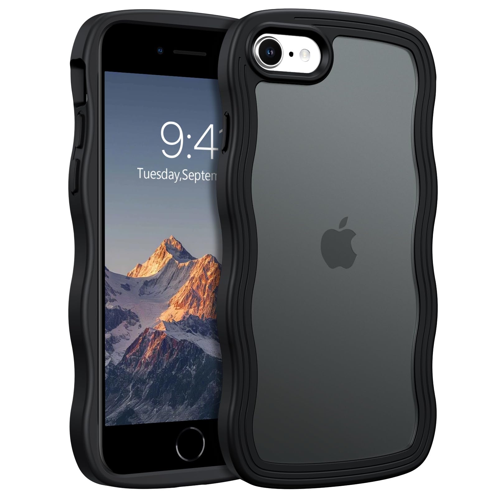 BENTOBEN iPhone SE 用 ケース 第3世代 第2世代 iPhone 8/7 ケース 半透明マット 波型 うねうね 耐衝撃 黄変防止