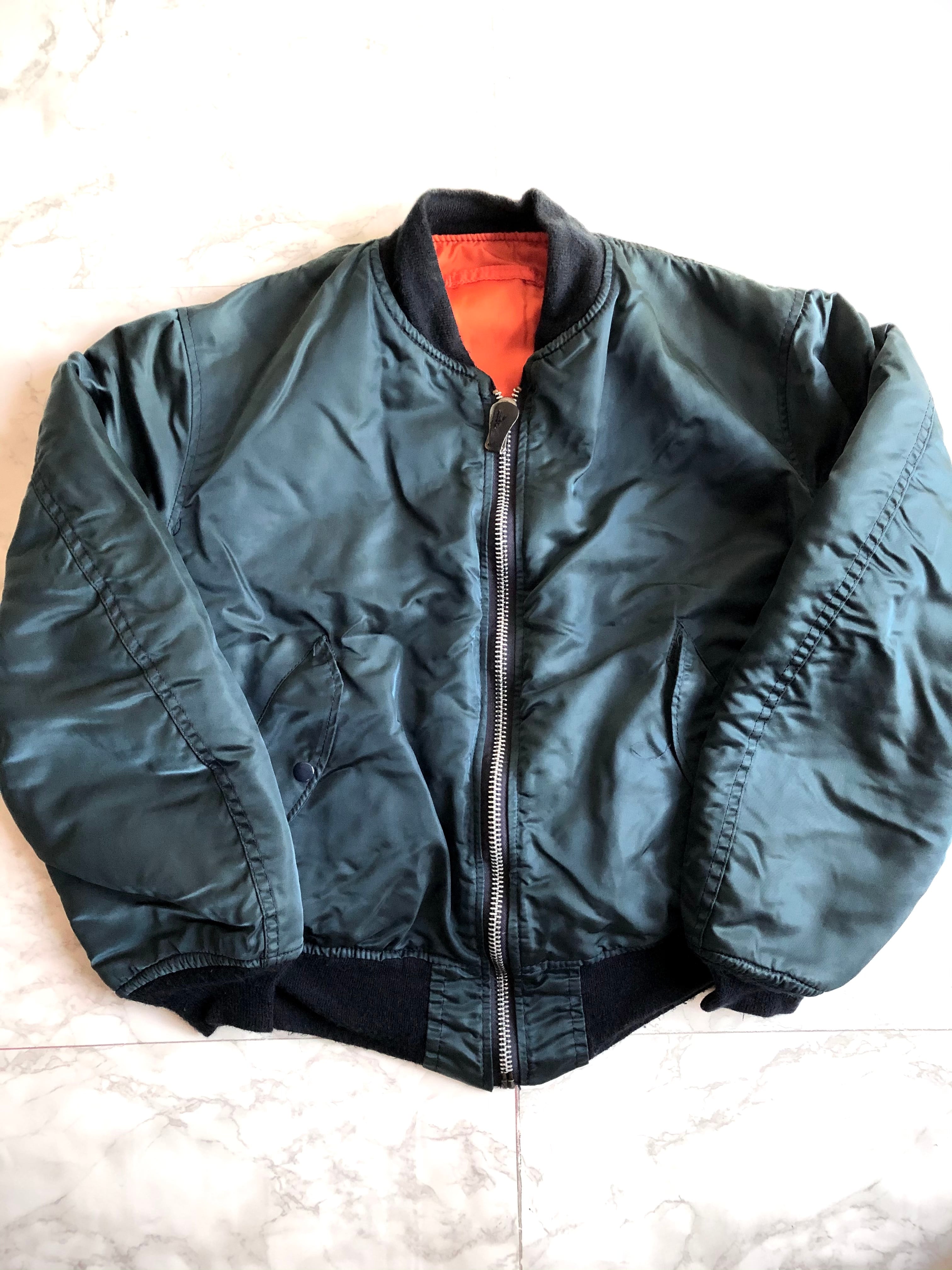 80s〜 USA製 ALPHA INDUSTRIES INC MA-1 FLYER'S JACKET NAVY アルファ