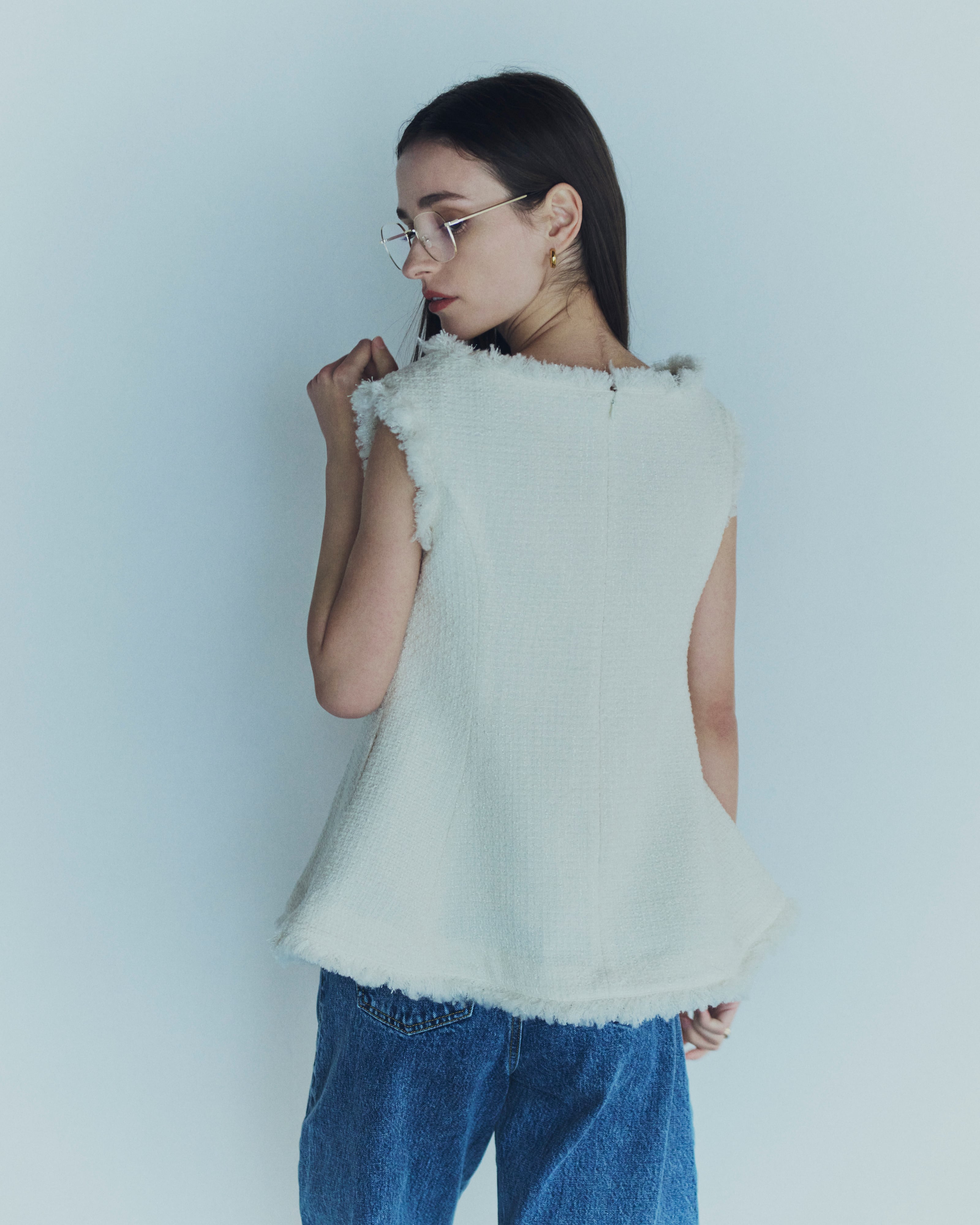 Bluelea ツイード　トップス Original Tweed peplum tops | Bluelea