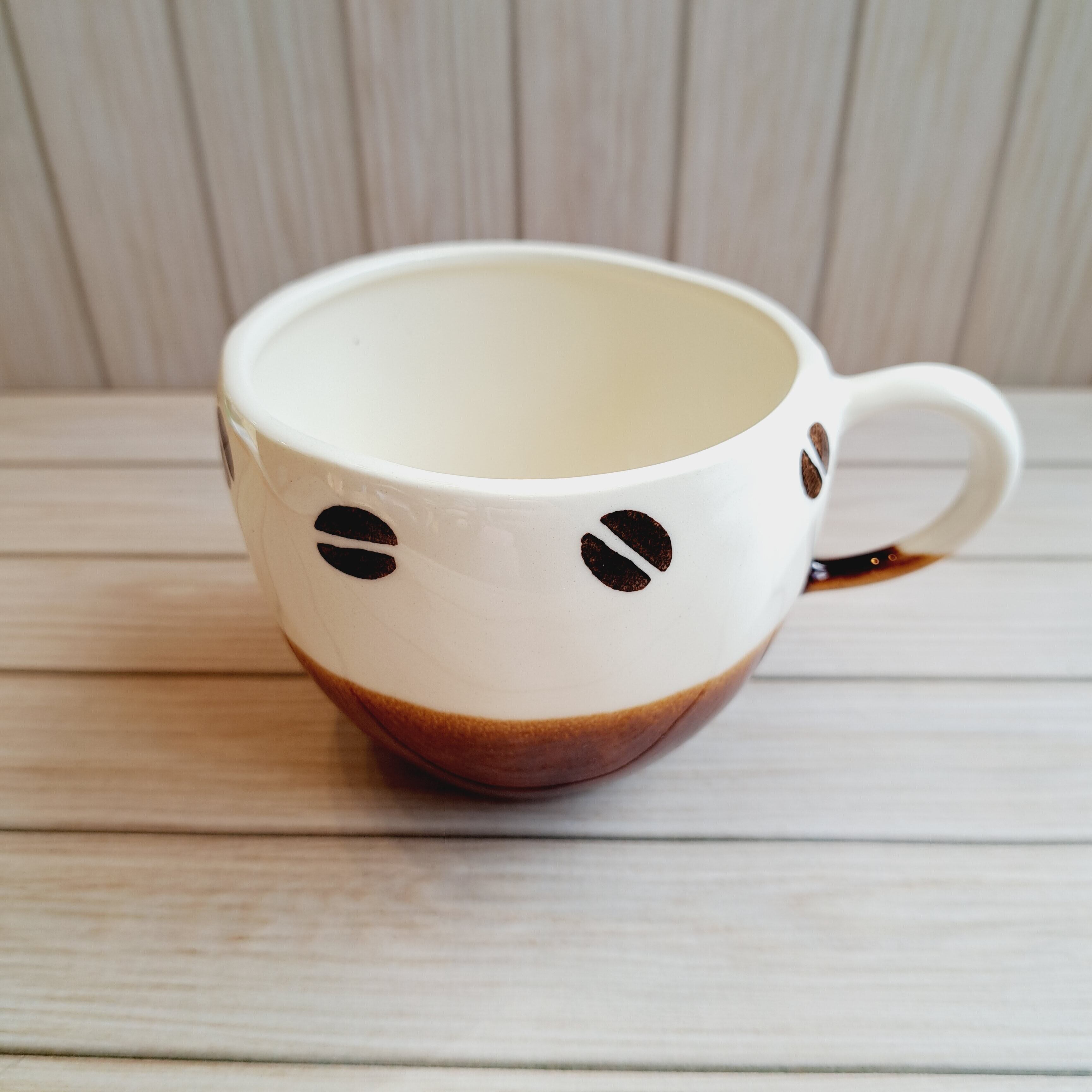 美濃焼・日本製】コーヒー豆マグカップ ラウンド型 カフェオレ
