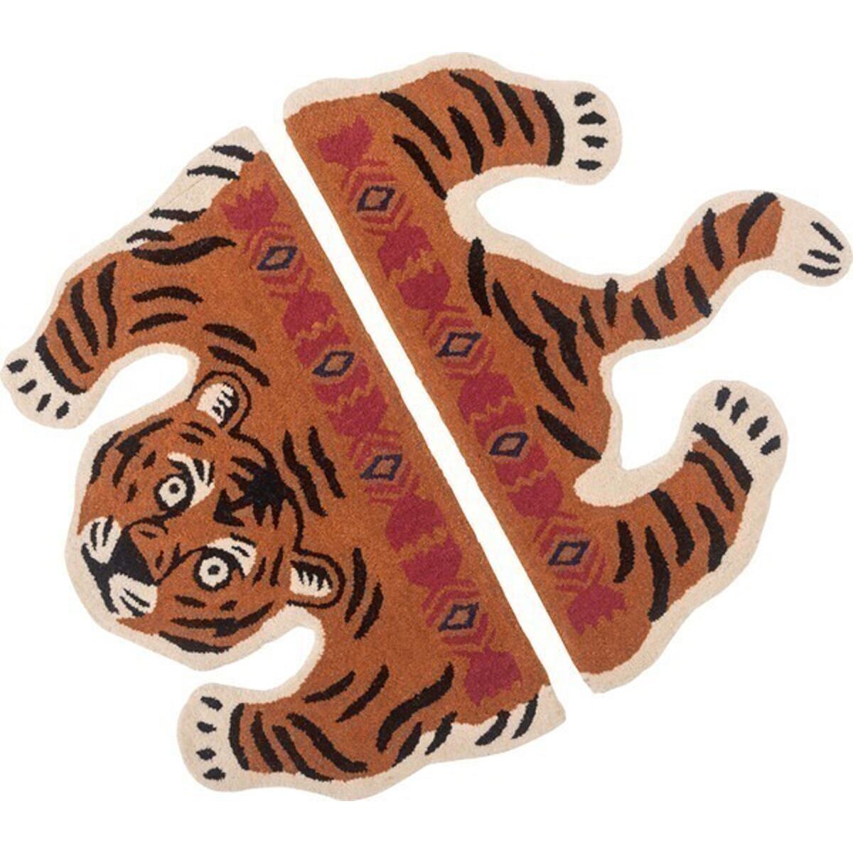 アニマルアクセントラグ タイガー フォックス ポーラ トラ 虎 キツネ 狐 クマ 熊 かわいい おしゃれ アニマル 動物 ラグ カーペット アニマル柄 もこもこ 個性的 癒し セパレート ひょっこり