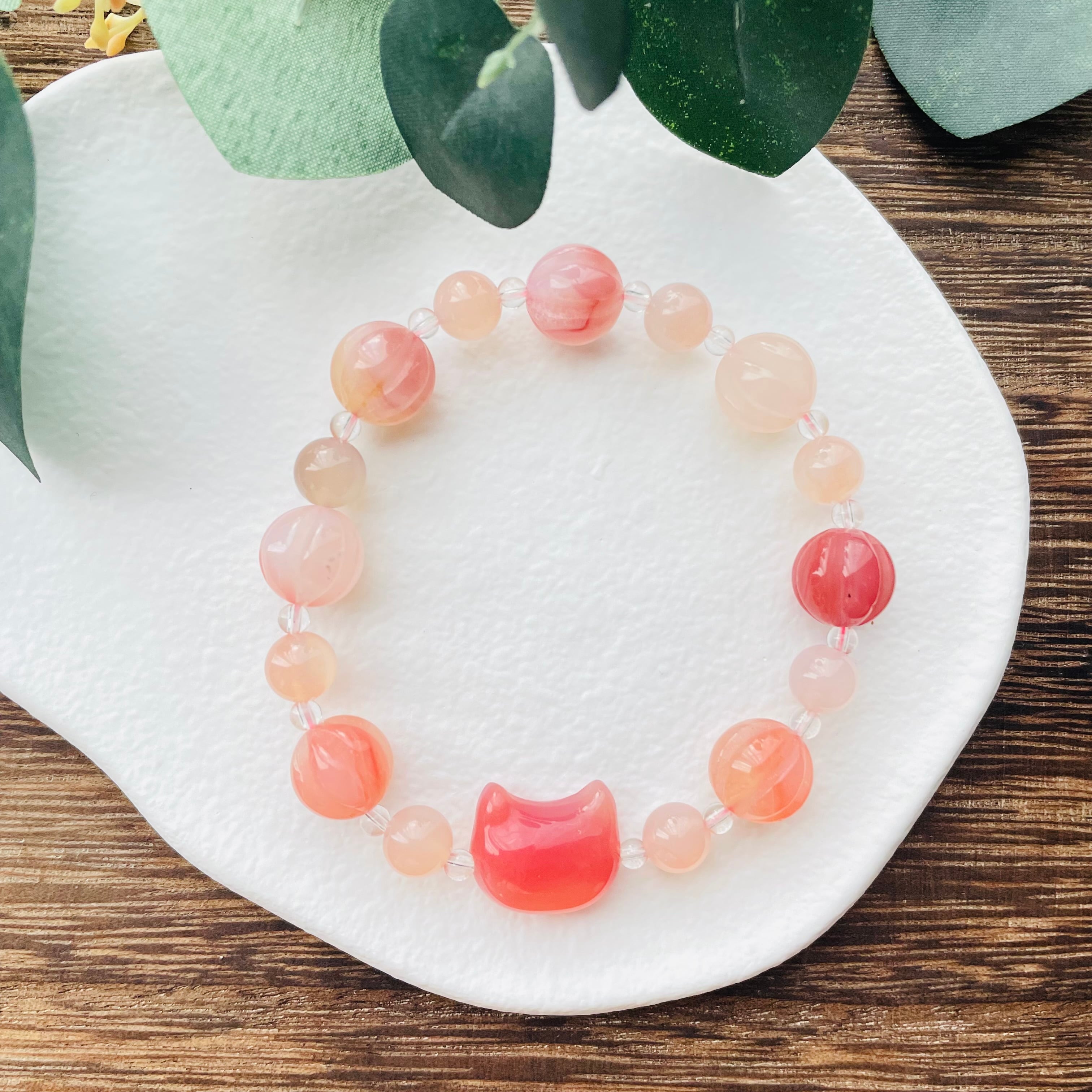 41226-⑯猫×パワーストーン|ブレスレット|人間関係改善| 猫雑貨 猫モチーフ 猫グッズ アクセサリー 天然石 プレゼント ギフト レディース