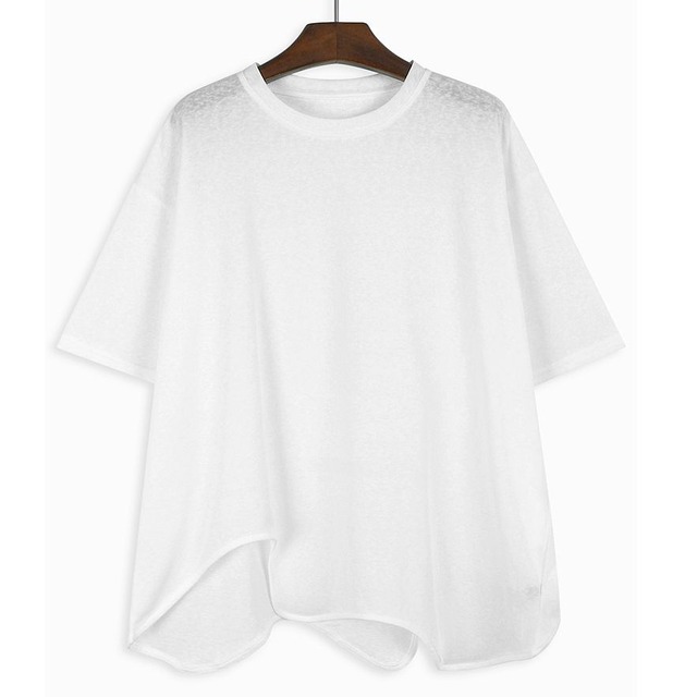 ASYMMETRICAL HEM TEE LOOSE FIT TOP M-9569