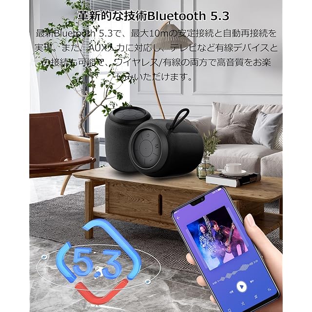 スピーカー 20W Bluetooth5.4 typeC給電 立体音声 低音強化 Bluetoothスピーカー ワイヤレススピーカー 小型 HIFI音質 大音量