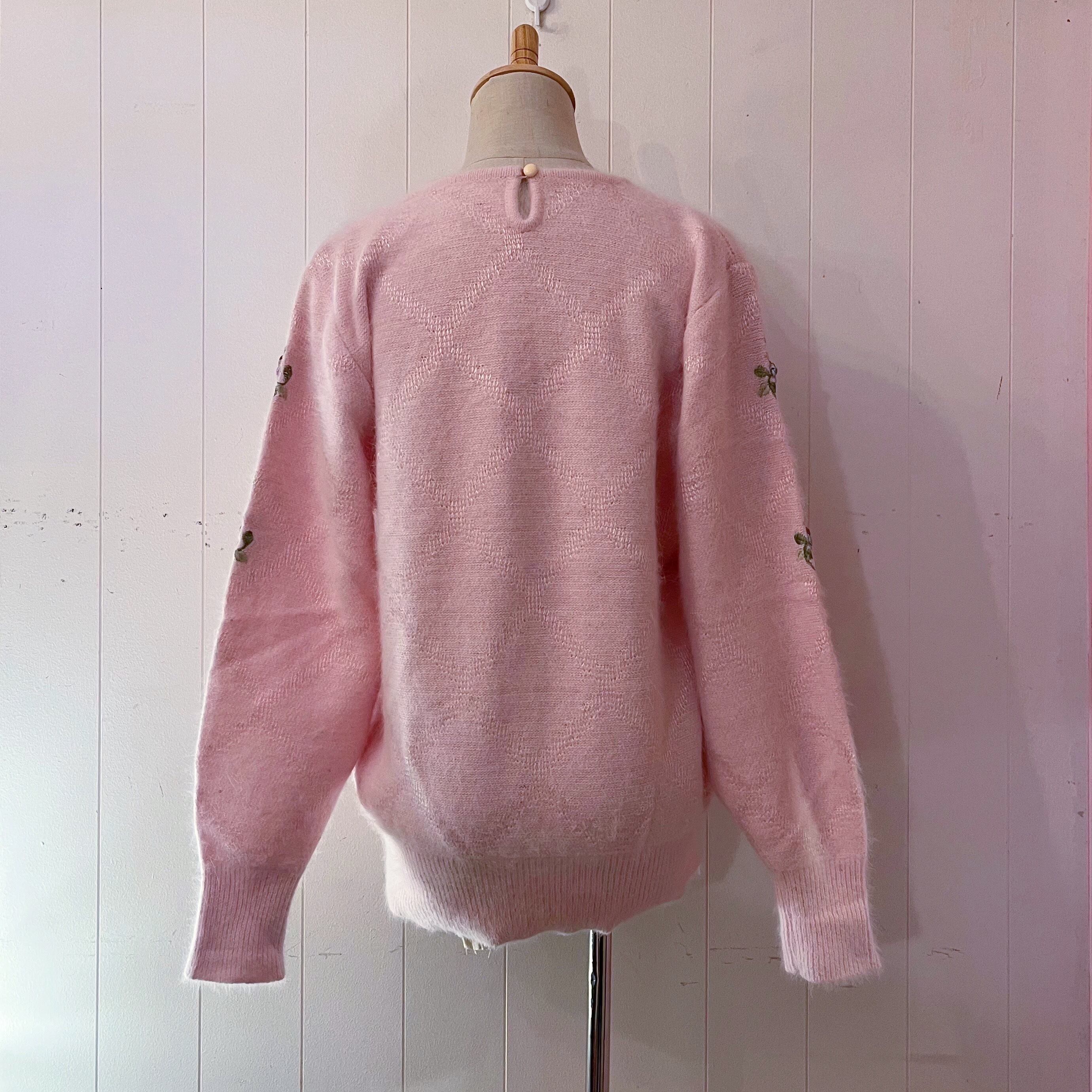 baby pink rose angora knit sweater