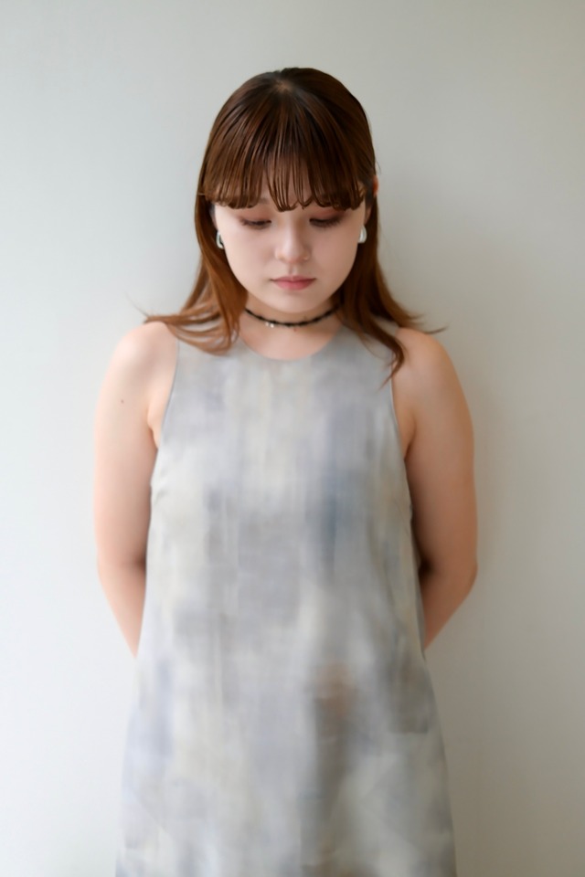 louren blurred print dress ブラードプリントドレス　Gray