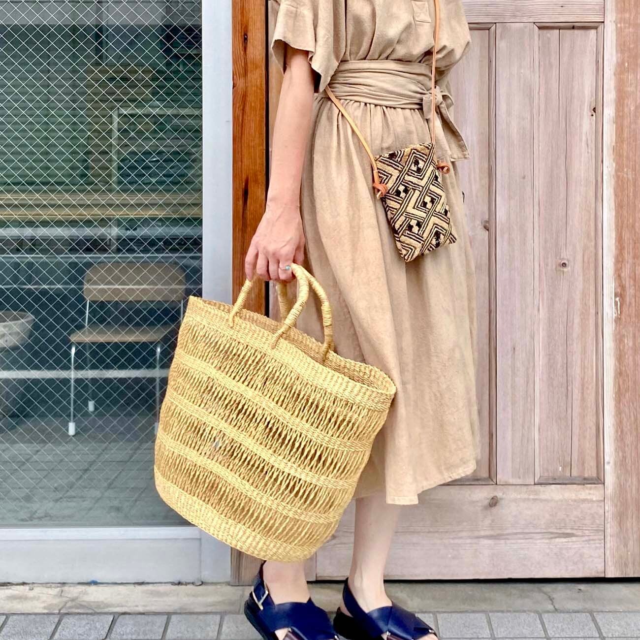 クバ布 ラフィア トートバッグ ファッション