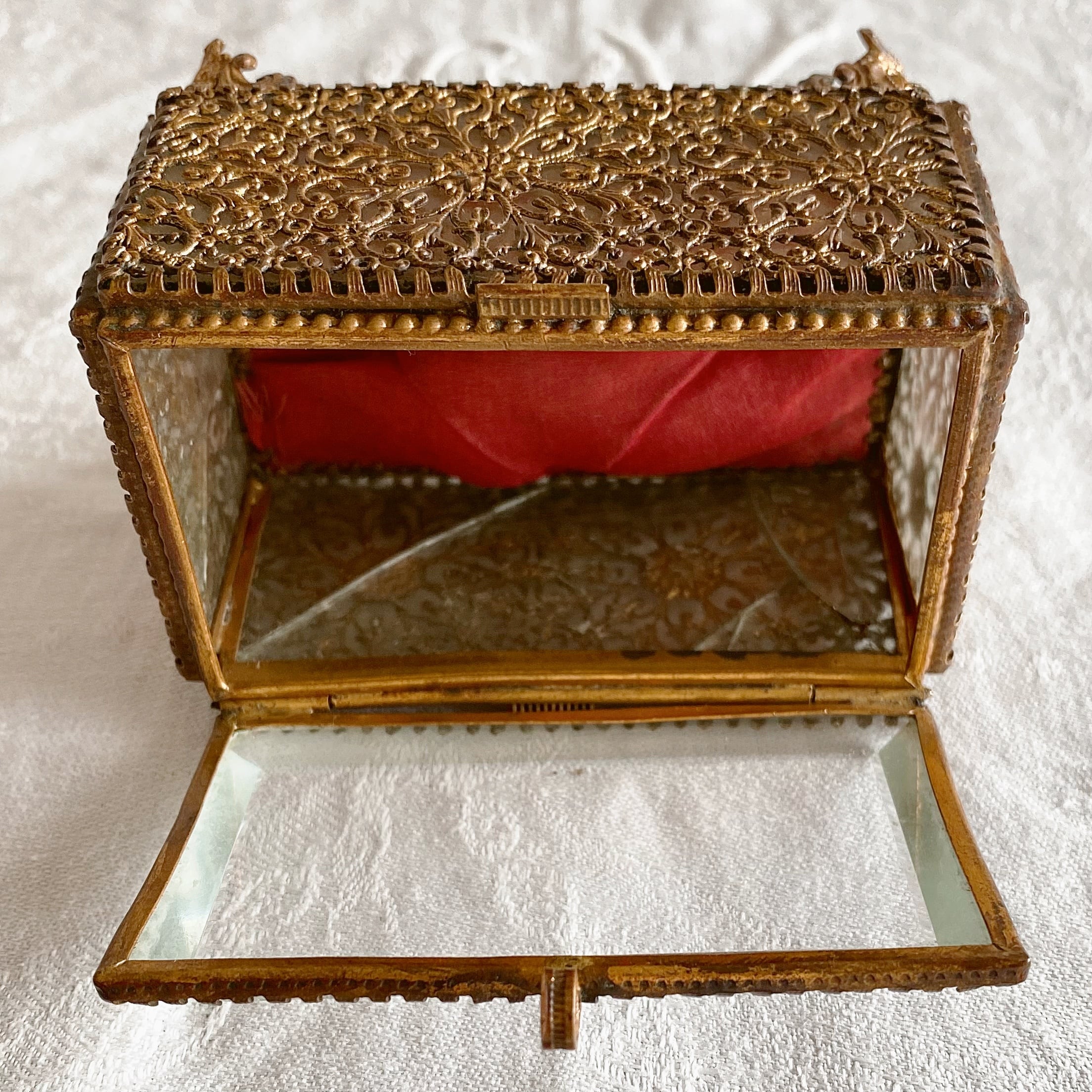 フランス　アンティーク　宝石箱　ジュエリーボックス　フランスアンティーク フランス製 アンティーク 直輸入 宝石箱5面ガラス ジュエリーボックス