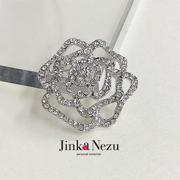 598746 JinkaNezu クリスタルガラス ローズ ブローチ | JinkaNezu