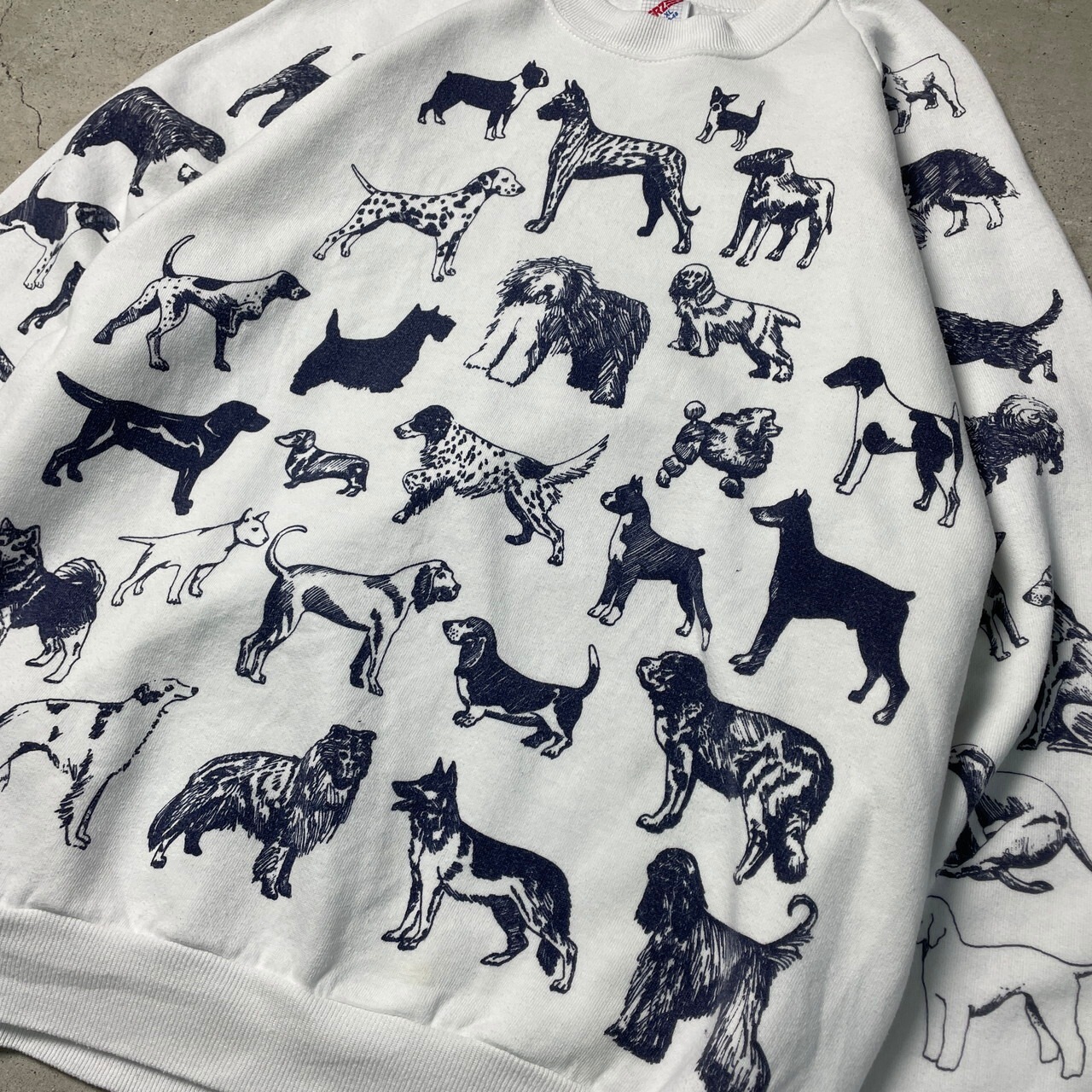 90年代 USA製 MICHIGAN RAG CO. スウェットシャツ 犬柄 総柄プリント 
