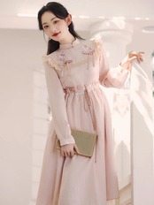 【0144】Pink Ribbon Girly Long Sleeve Dress