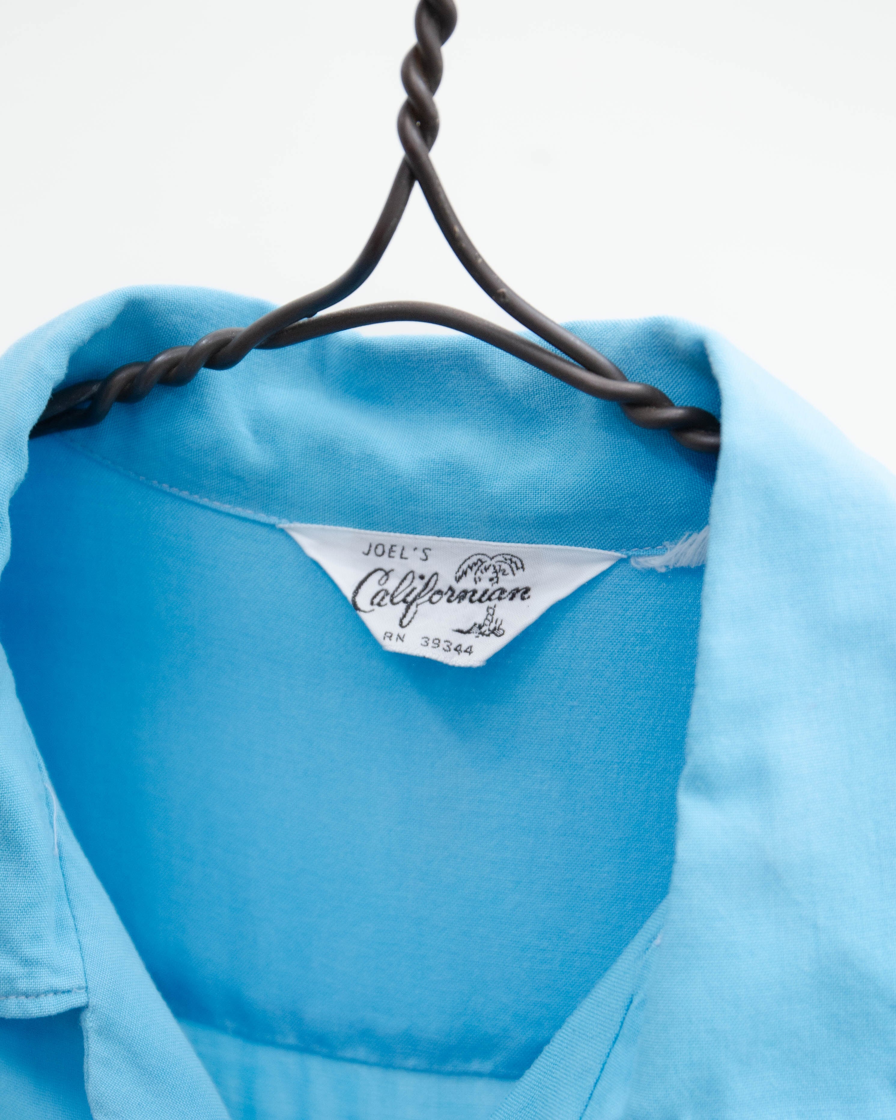 1950-60s open collar lettered rayon shirt | LUIK FINN