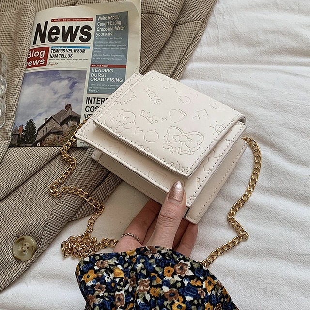 ミニレッドチェーン スタイル クロスボディ スクウェア ミニバッグ 手作りハンドバック88695871328