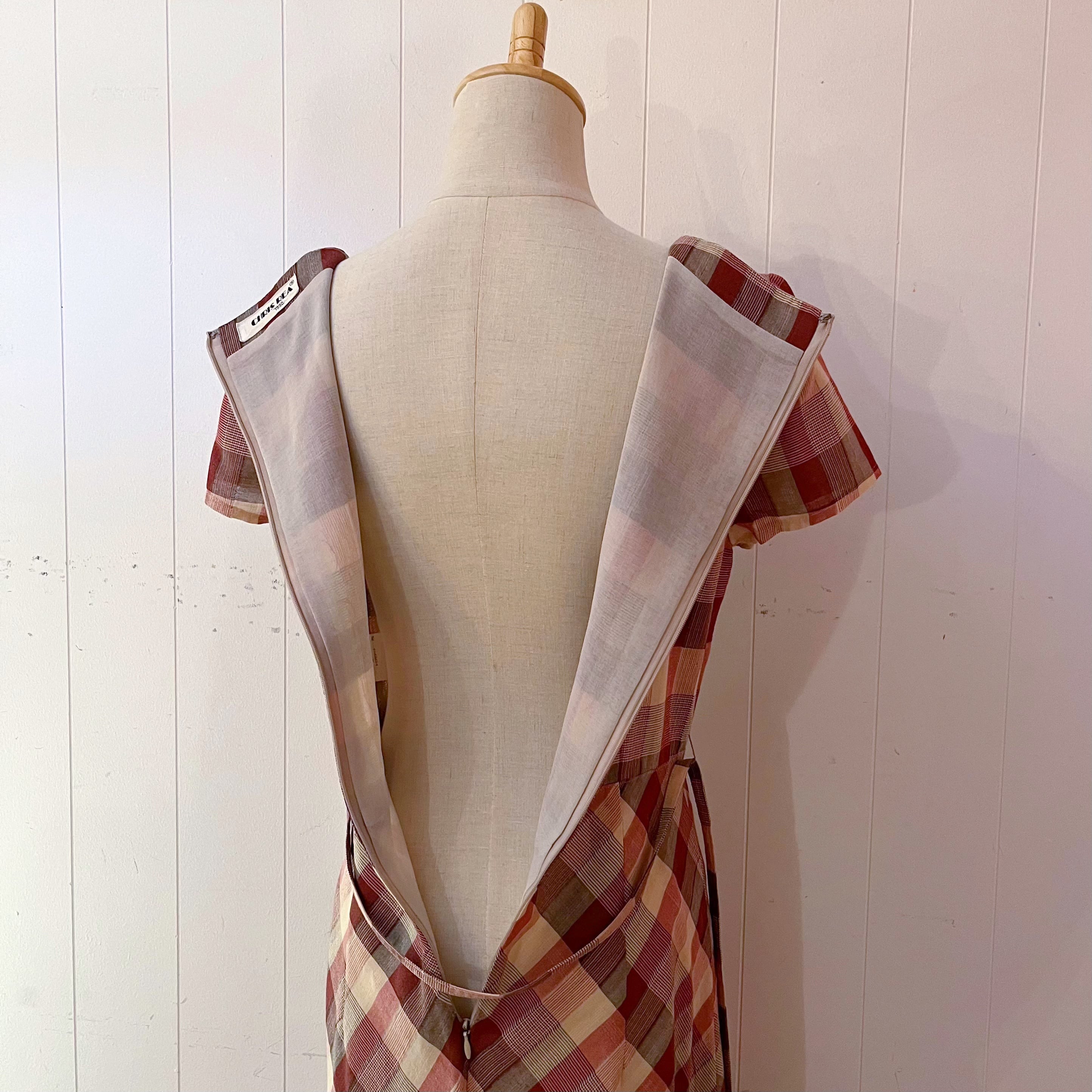 autumn block check one-piece