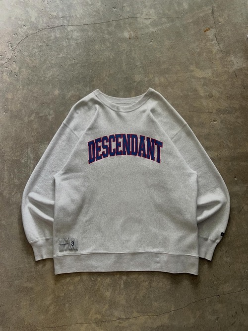 DESCENDANT スウェット 3 グレー ロゴ クルーネック オーバーサイズ