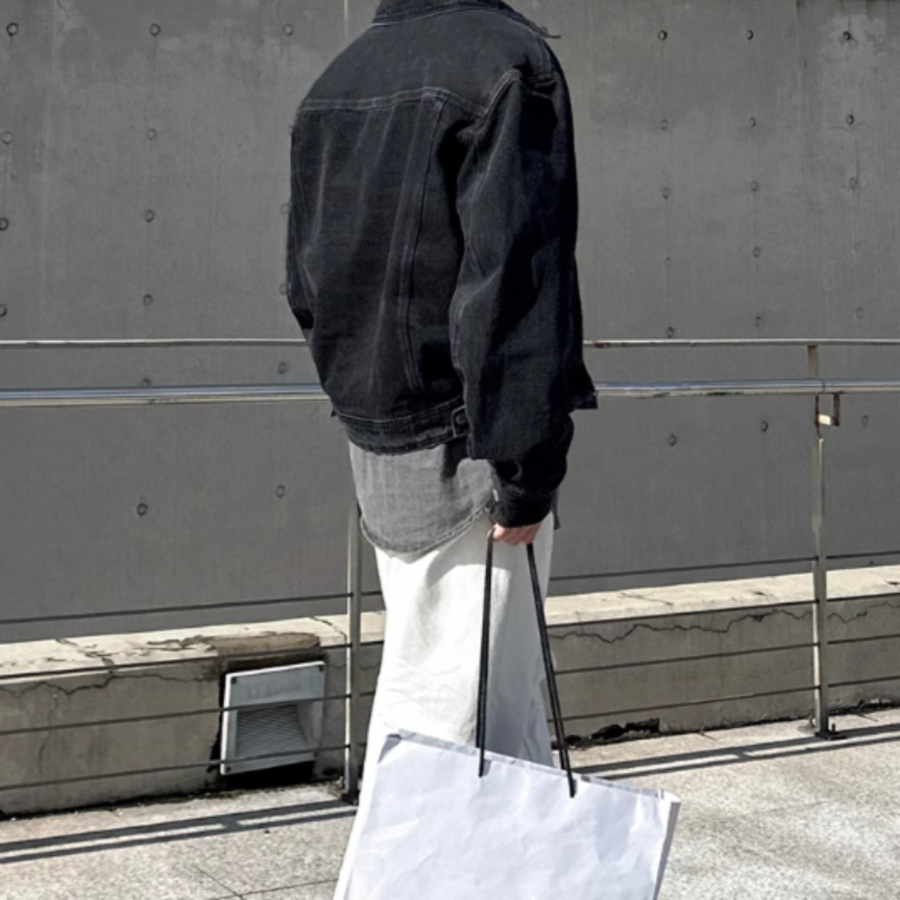 レトロウォッシュブラックデニムジャケット　0826