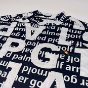 arnold palmer GOLF アーノルドパーマー ゴルフ 総柄 ハイネック ドライ 半袖Tシャツ カットソー サイズ L /ネイビー×ホワイト/メンズ