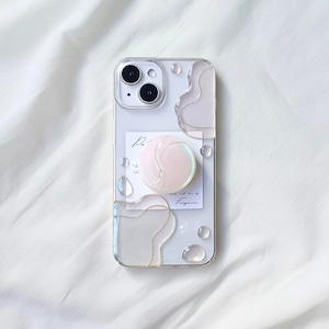 〔 グリップ付き 〕Puddle 透明感あふれる雨上がりの水たまりのようなスマホケース【iPhone/Android全機種対応】】