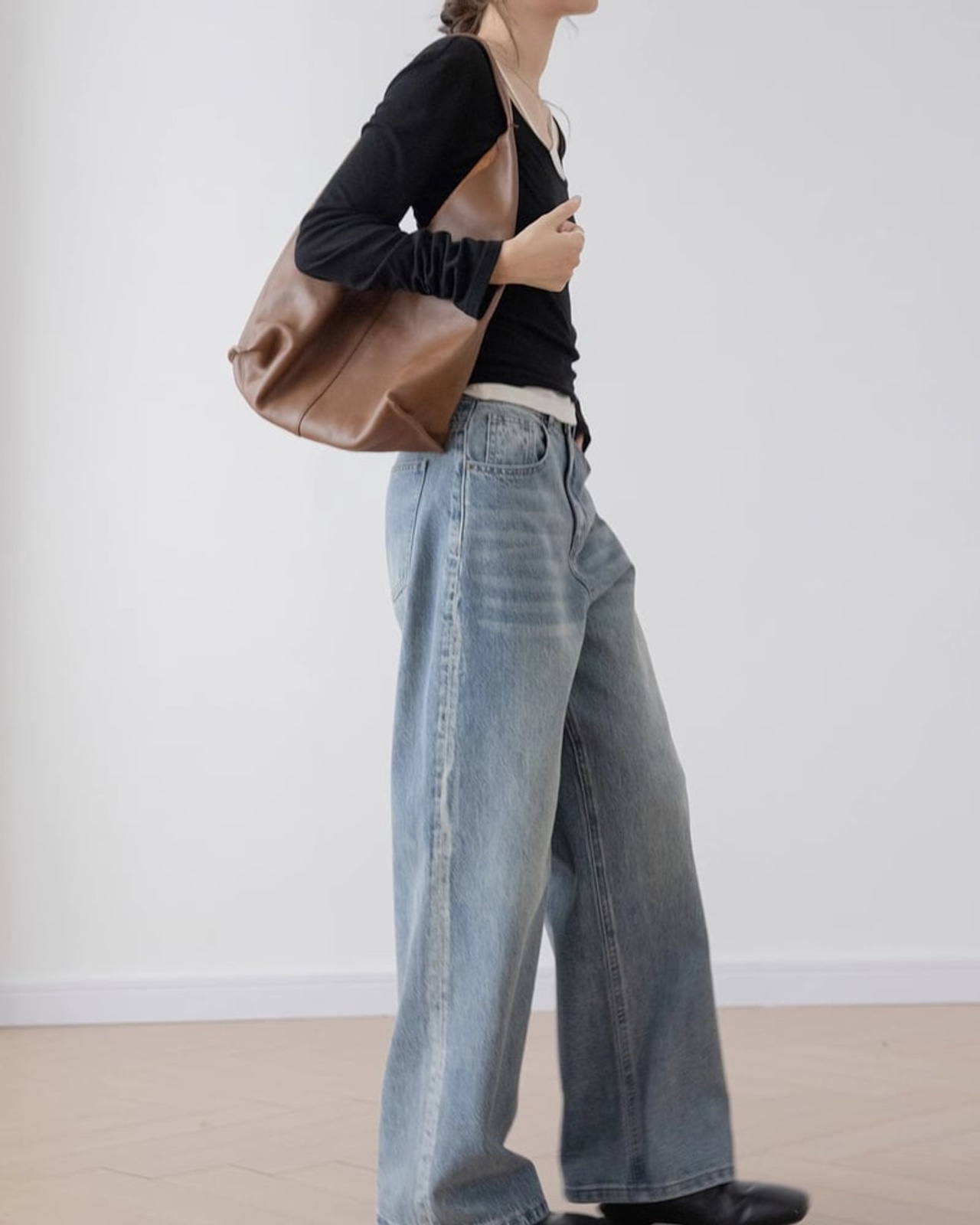 Wide leg damage denim Pants T20166