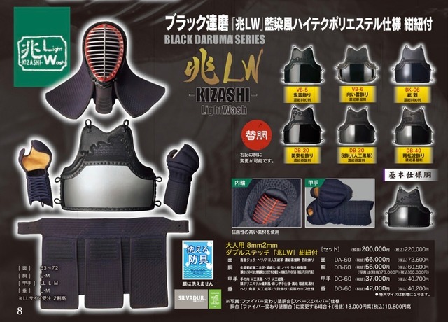 胴単品　ファイバー変わり塗り胴　ブラック達磨「兆LW］ 藍染風ハイテクポリエステル仕様 -KIZASHI- LightWash