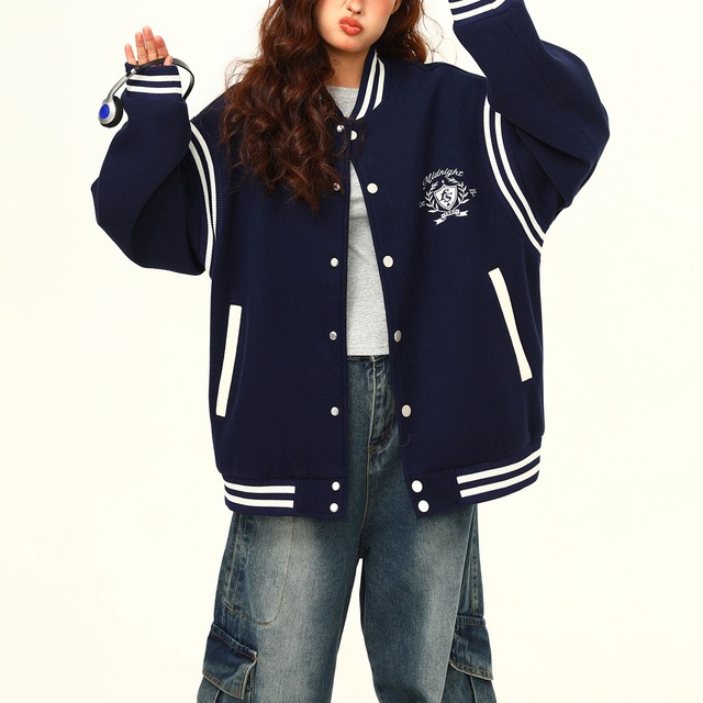 カレッジストライプスタジアムジャケット 2col R00828