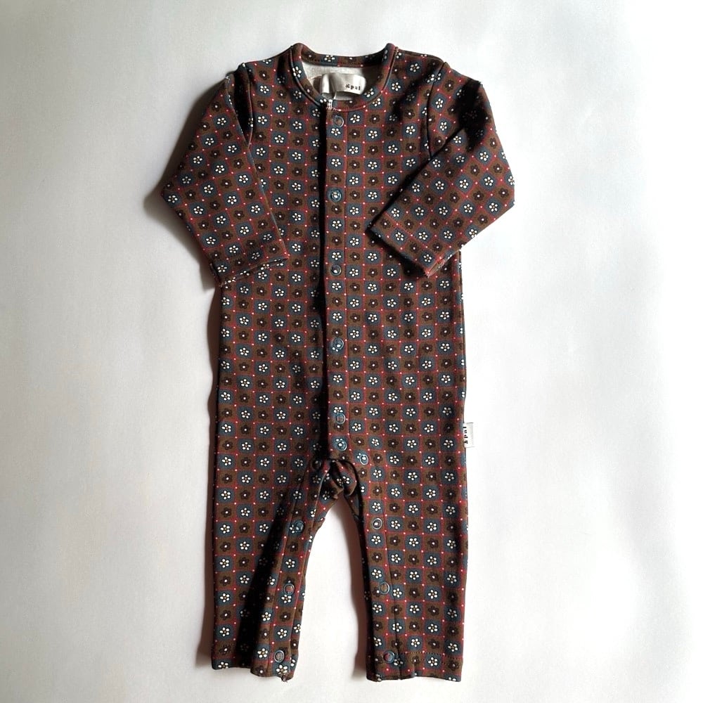 & pal Flower Pattern Rompers【70cm】Bordeaux