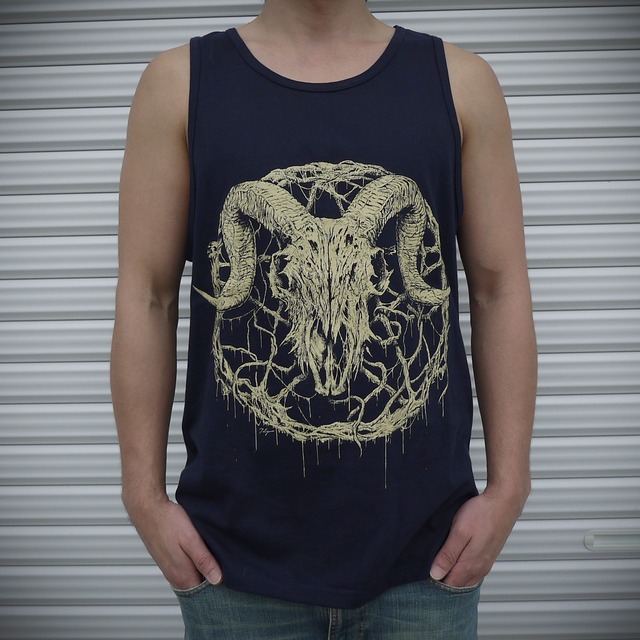 Inversion of Christ Tank Top Yellow-Beige × Navy | Brutal Death Clothing