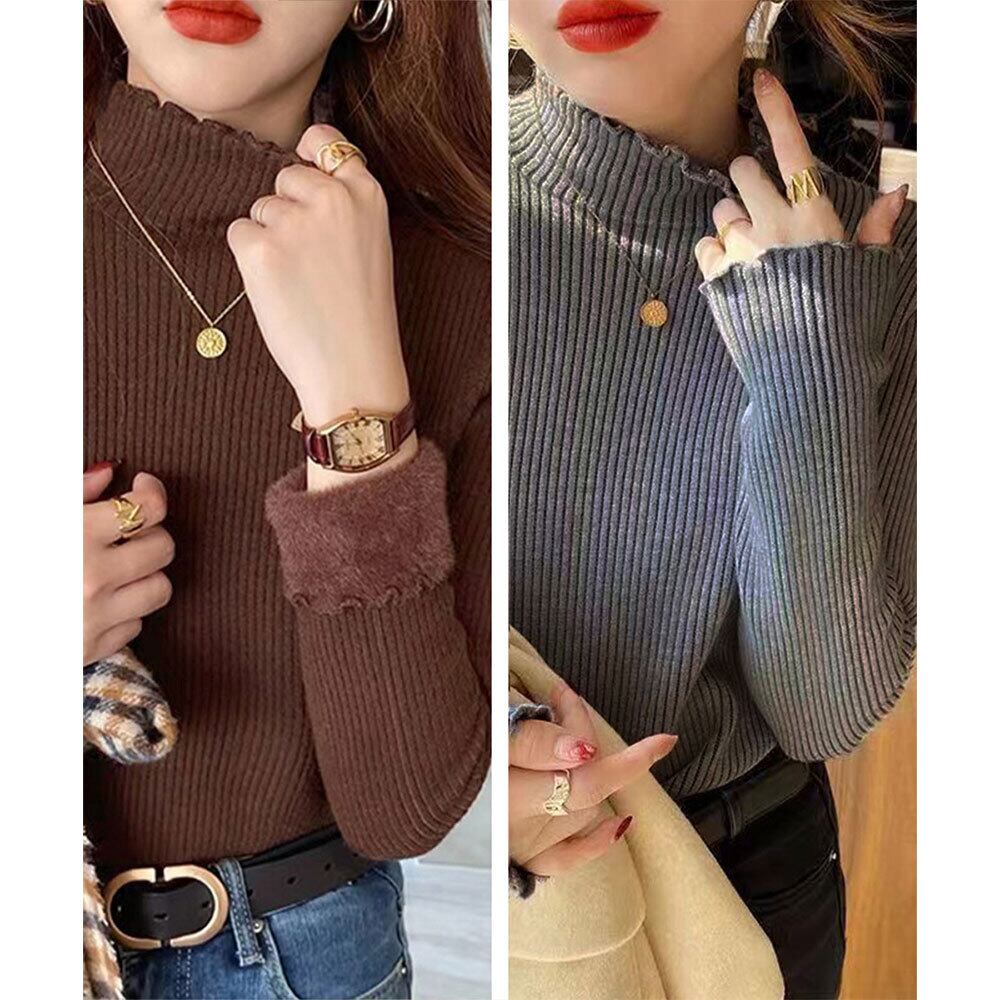 ハイネック ニット レディース 春秋冬 トップス 韓国 リブニット きれいめ おしゃれ 大人 かわいい 裏起毛 保温 暖かい シンプル 大人可愛い 大人女子