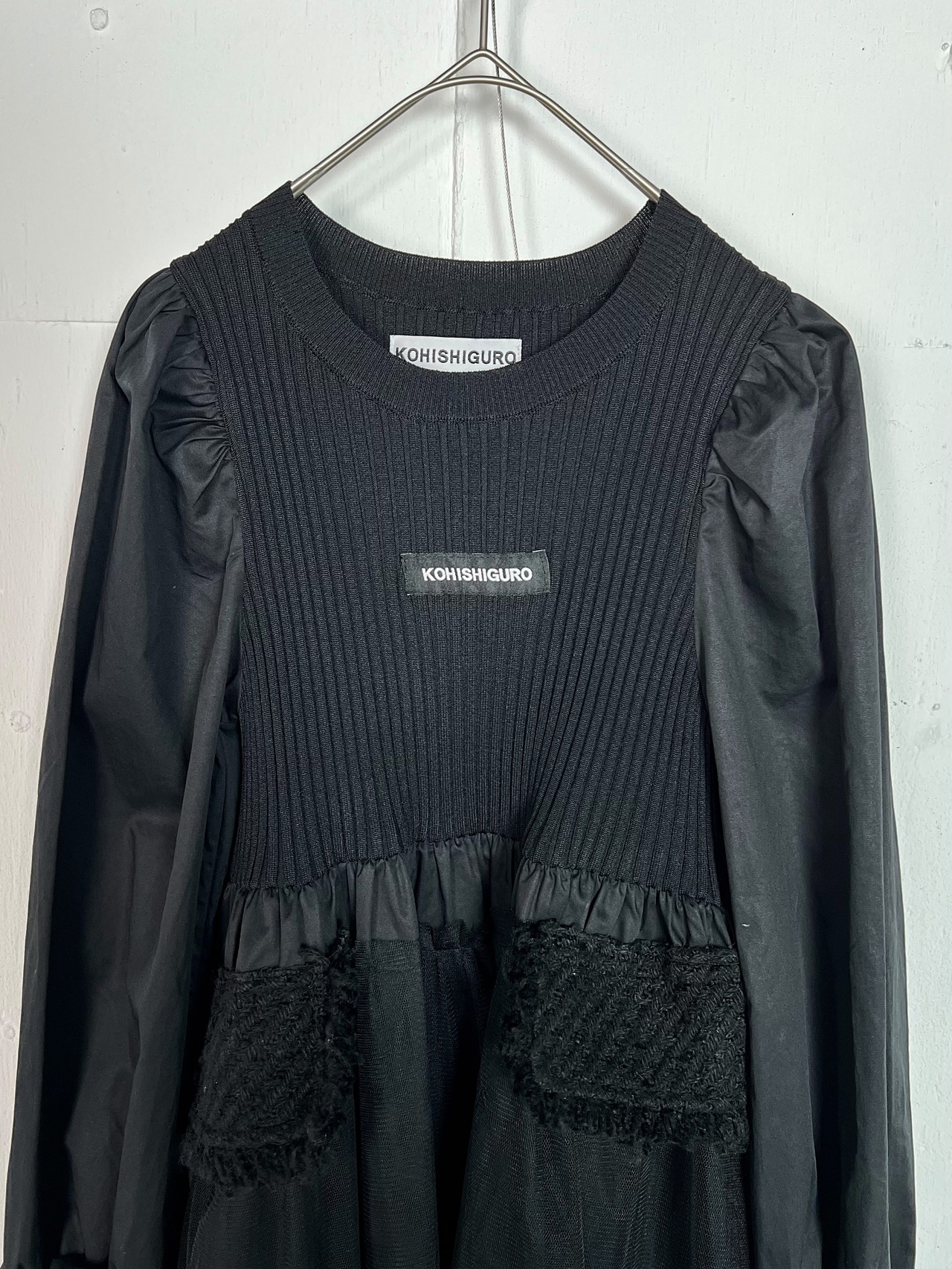 "再構築" Tulle×Embroidery Puff Sleeve Dress - 13