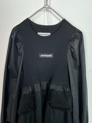 "再構築" Tulle×Embroidery Puff Sleeve Dress