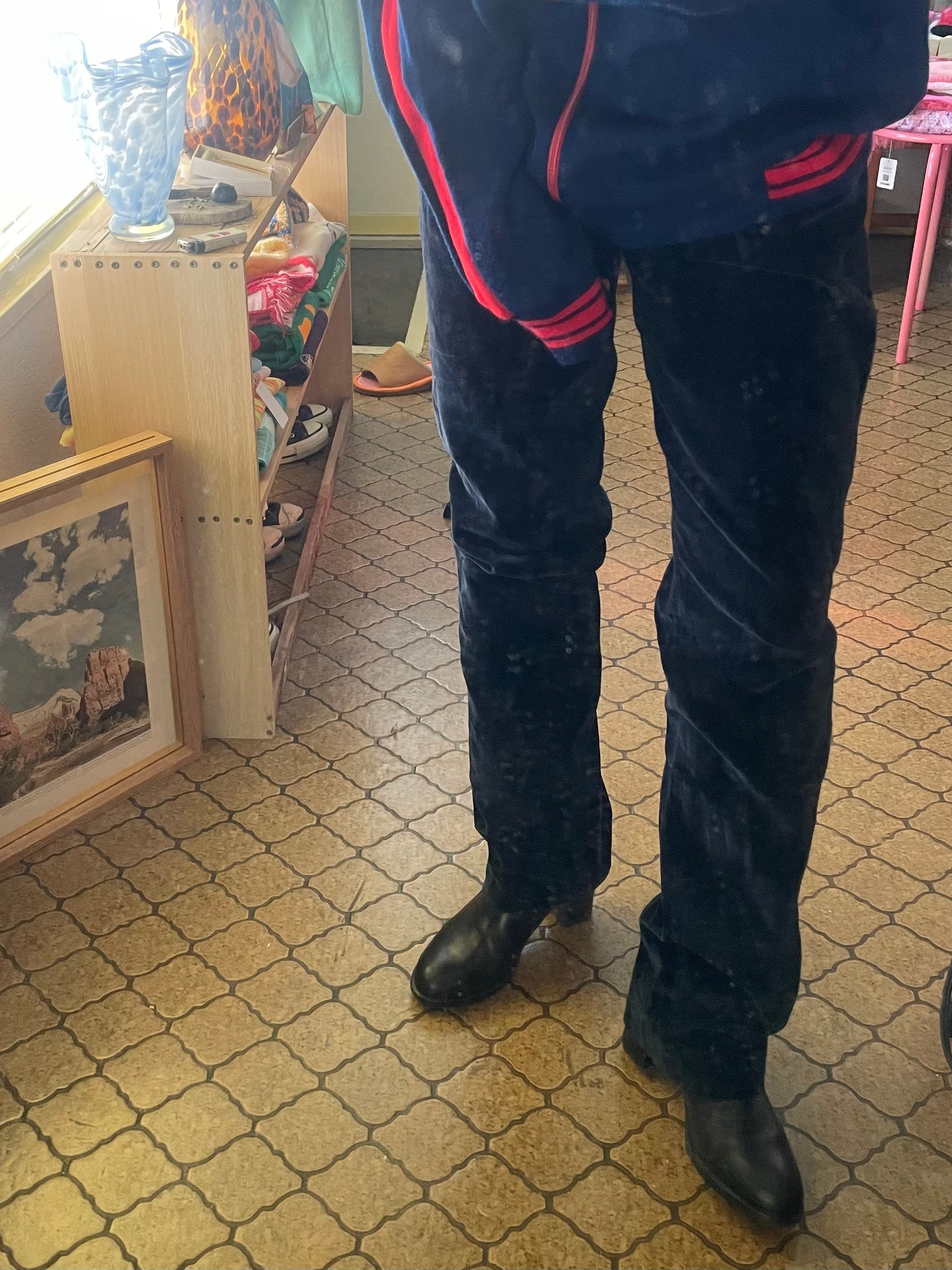 Euro navy velour pants