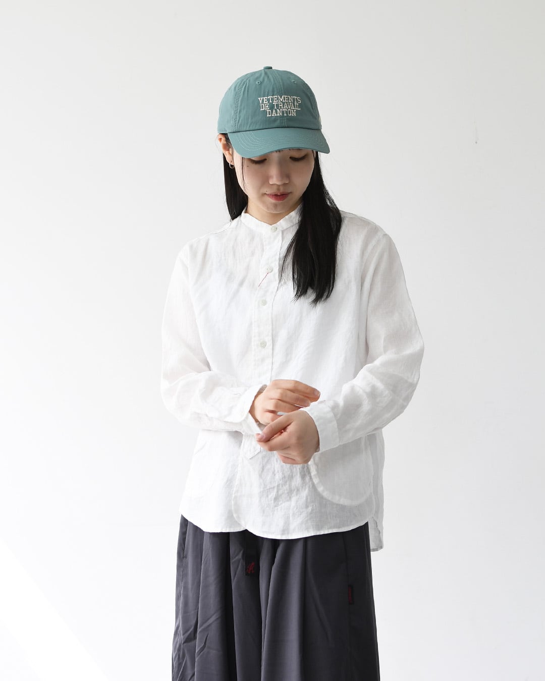 DANTON [ダントン] W RINEN BAND COLLAR SHIRT L/S [DT-B0279FLI