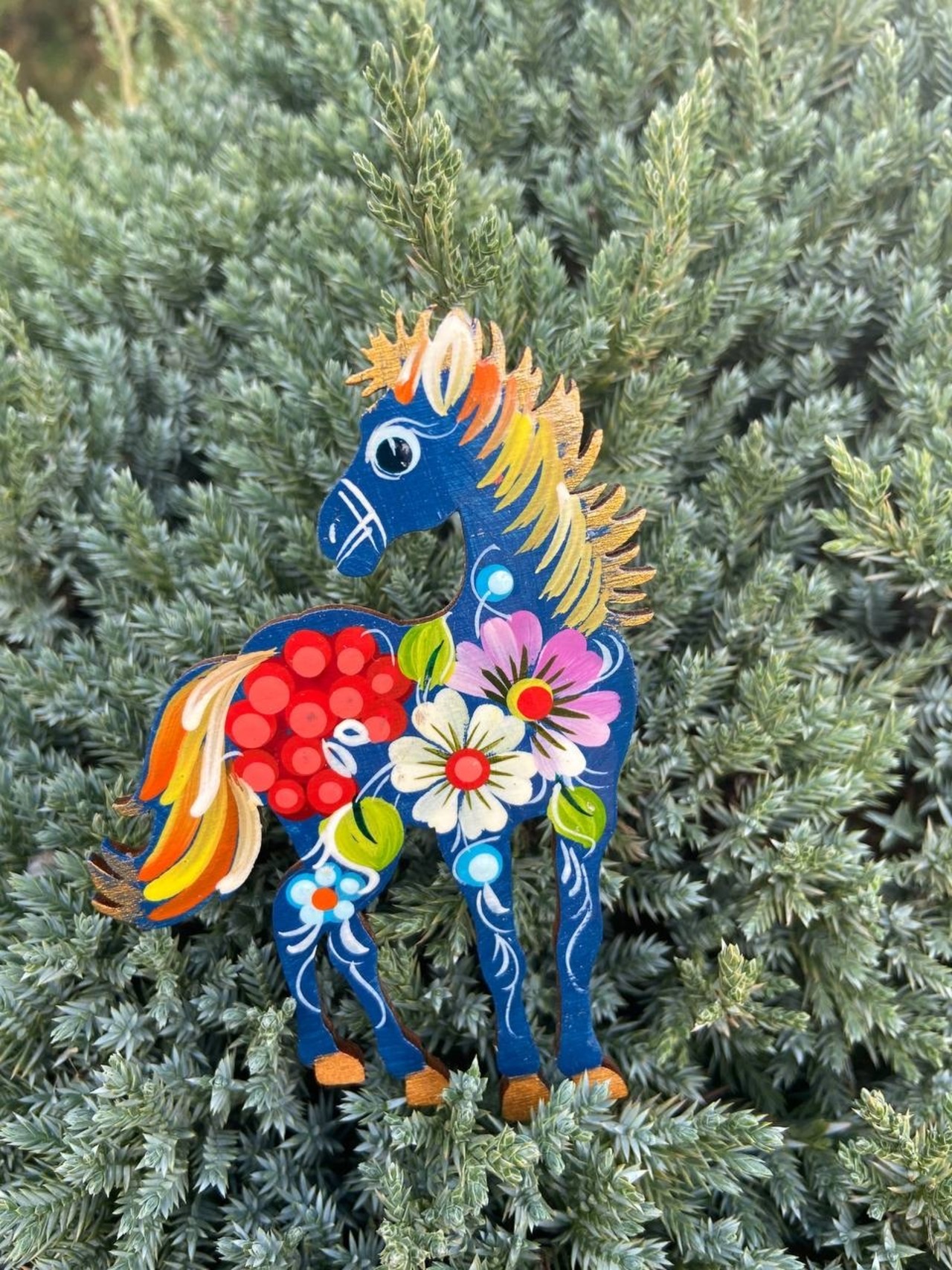 ペトリキフカ塗りのマグネット 2026/午年モデル　馬（Khomenko製作） - 1